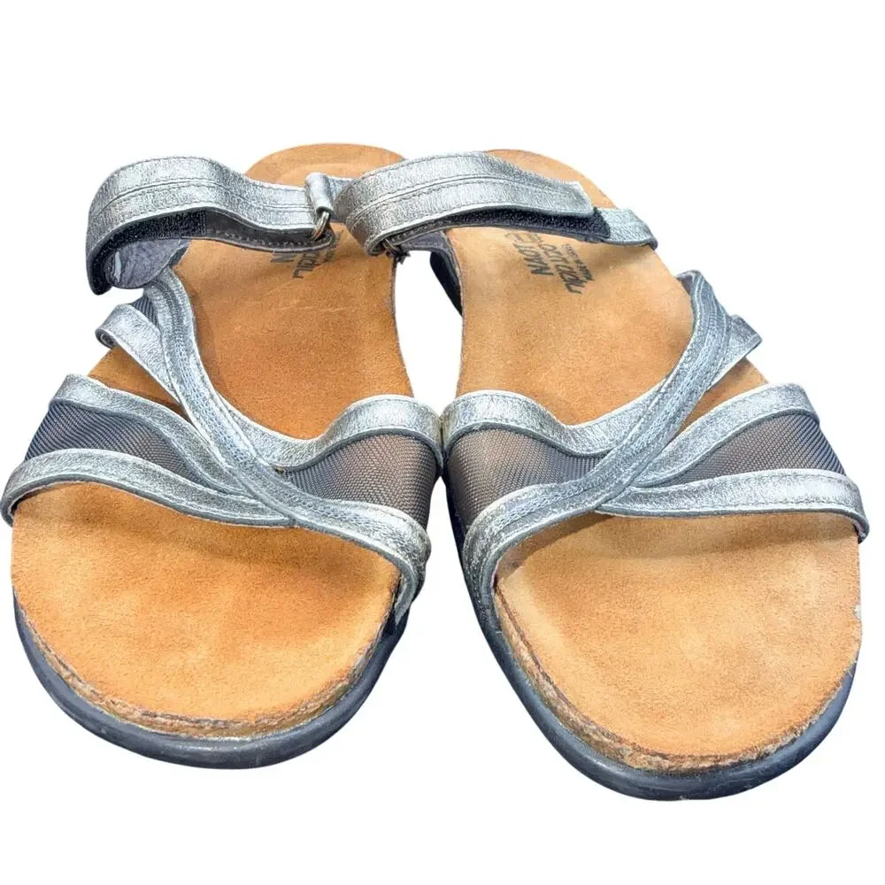 Naot Metallic Strappy Sandals EU 38 US 7 Comfort Walking Hook Loop